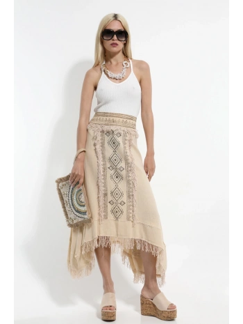 Etnik Desenli Püsküllü Otantik Etek