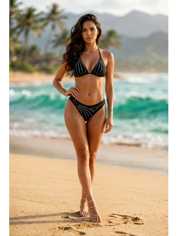 İşlemeli bikini takımı