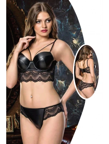 VENÜS V515 Destekli Dantel Detaylı Deri Sütyen Takımı