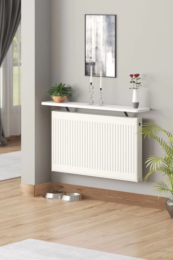 Oval Kenar Beyaz 100 Cm Petek Üstü Uçan Raf Dresuar