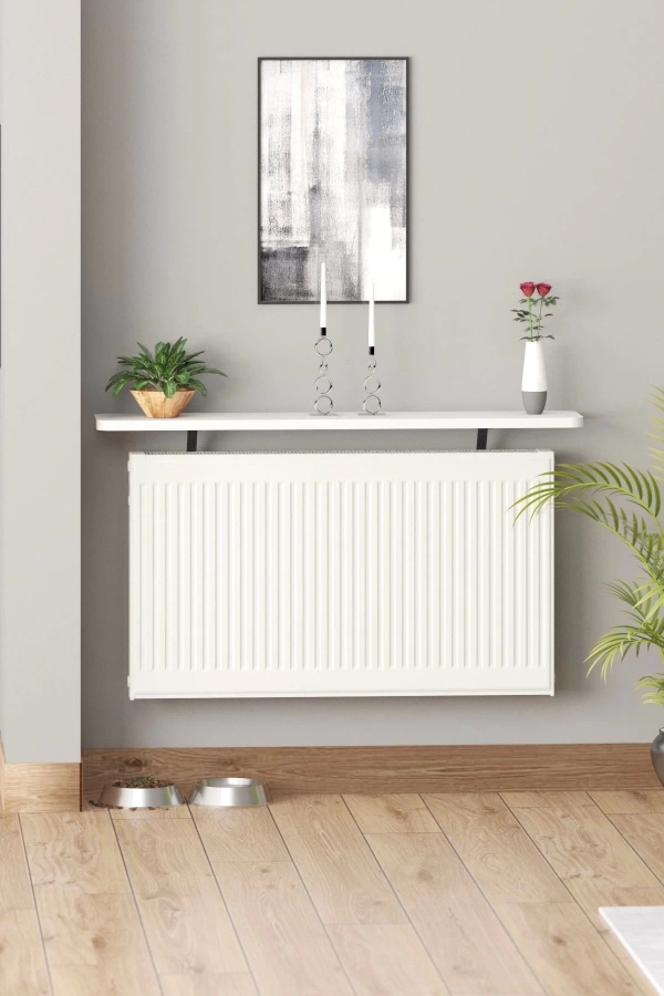 Oval Kenar Beyaz 100 Cm Petek Üstü Uçan Raf Dresuar