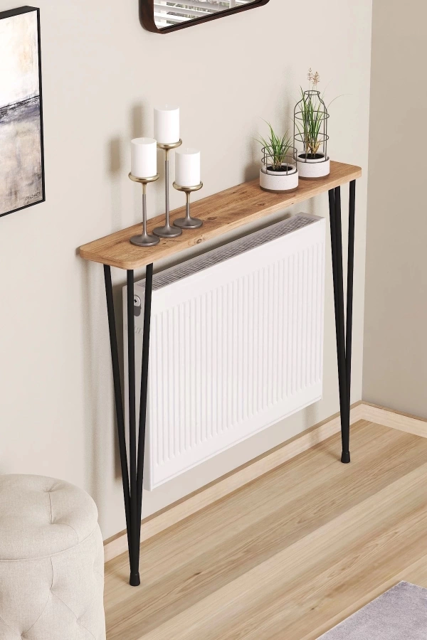 100 Cm Oval Kenar Dresuar Petek Üstü Atlantik Çam Siyah Ayak