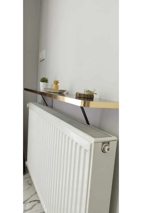 Oval Kenar 80 Cm Petek Üstü Uçan Raf Dresuar Siyah Mermer