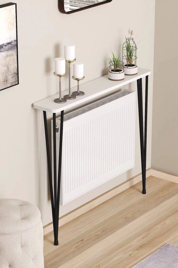 PİNHAL HOME OVAL KENAR DRESUAR 120CM BEYAZ SIYAH AYAK