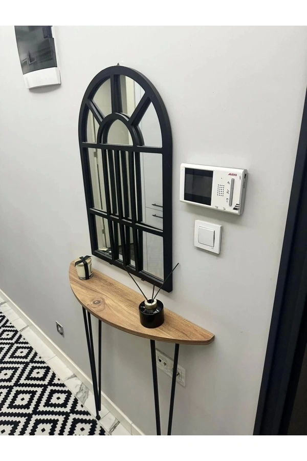 Yarım Ay Oval Kenar Dresuar Atlantik Çam 80cm Siyah Ayak