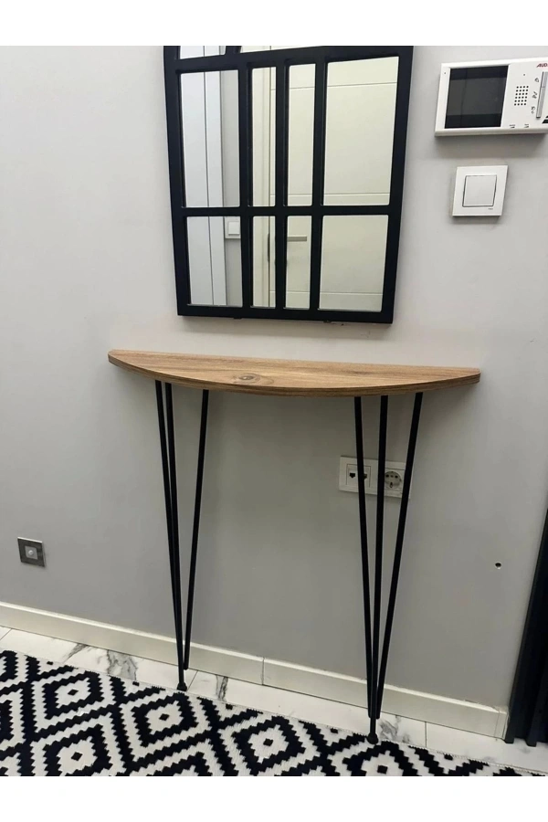 Yarım Ay Oval Kenar Dresuar Atlantik Çam 80cm Siyah Ayak