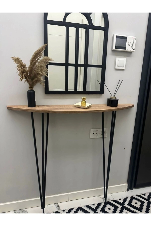 Yarım Ay Oval Kenar Dresuar Atlantik Çam 100cm Siyah Ayak