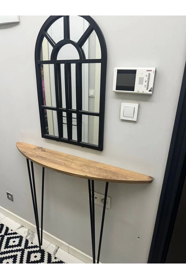 Yarım Ay Oval Kenar Dresuar Atlantik Çam 100cm Siyah Ayak