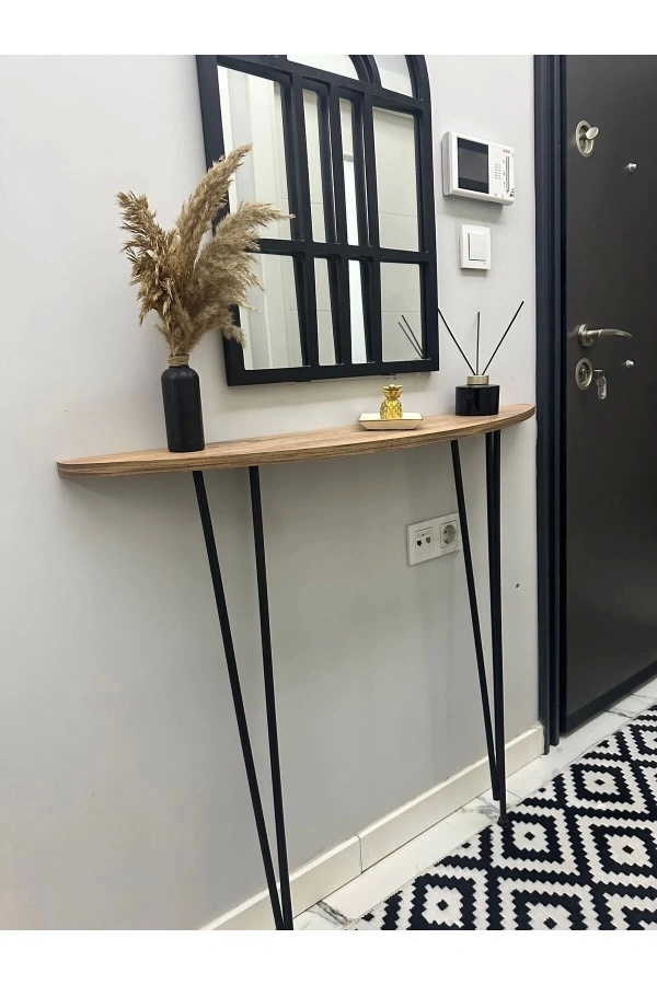 Yarım Ay Oval Kenar Dresuar Atlantik Çam 100cm Siyah Ayak