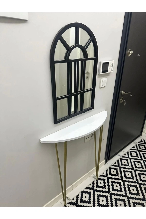 Oval Kenar Yarım Ay Dresuar Beyaz 100cm Gold Ayak