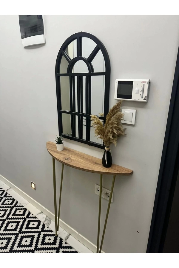 Yarım Ay Oval Kenar Dresuar Atlantik Çam 100cm Gold Ayak