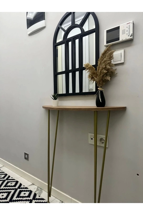 Yarım Ay Oval Kenar Dresuar Atlantik Çam 100cm Gold Ayak