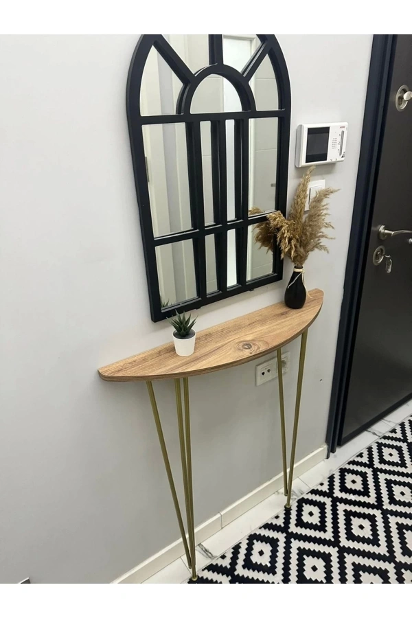 Yarım Ay Oval Kenar Dresuar Atlantik Çam 100cm Gold Ayak