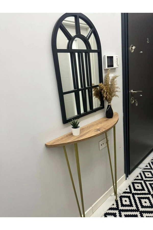 Yarım Ay Oval Kenar Dresuar Atlantik Çam 100cm Gold Ayak