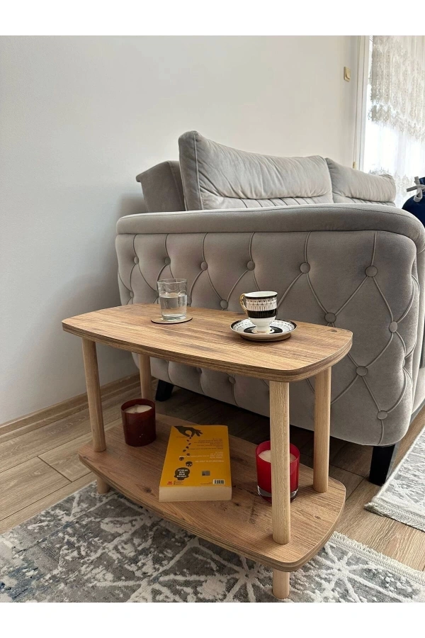 Atlantik Çam İki Katlı Yan Sehpa Koltuk Yanı