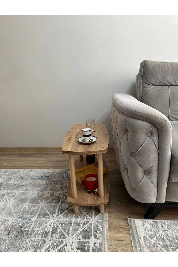 Atlantik Çam İki Katlı Yan Sehpa Koltuk Yanı