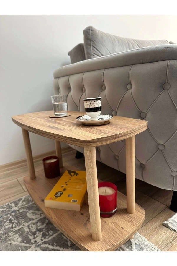 Atlantik Çam İki Katlı Yan Sehpa Koltuk Yanı