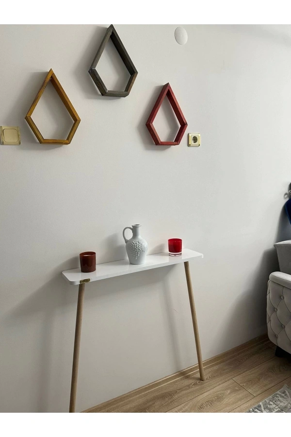 Dresuar Ahşap Ayaklı 80 cm Petek Üstü Raf