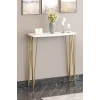 80cm Beyaz Dresuar Kahve Köşesi Konsol Modern Raf Metal Boru Gold Ayaklı