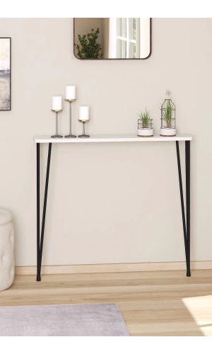 80cm Oval Kenar Dresuar Petek Üstü Beyaz Siyah Ayak