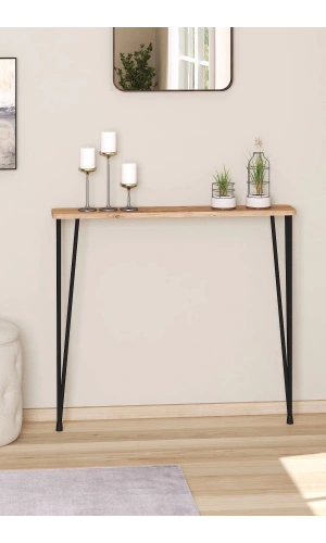 80cm Oval Kenar Dresuar Petek Üstü Atlantik Çam Siyah Ayak