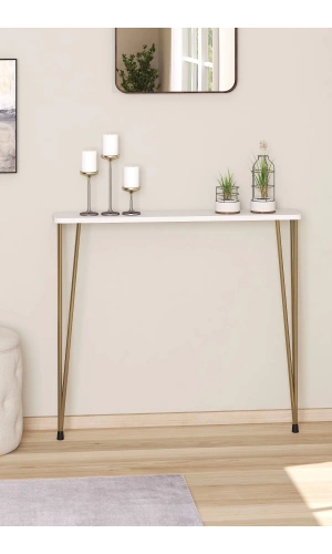 Oval Kenar Dresuar Beyaz 100cm Gold Ayak