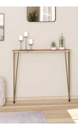 60 Cm Oval Kenar Dresuar Petek Üstü Atlantik Çam Gold Ayak