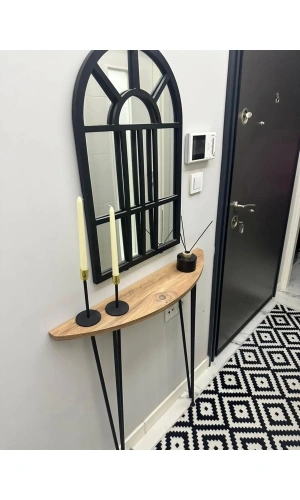 Yarım Ay Oval Kenar Dresuar Atlantik Çam 80cm Siyah Ayak