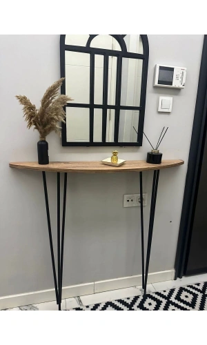 Yarım Ay Oval Kenar Dresuar Atlantik Çam 100cm Siyah Ayak