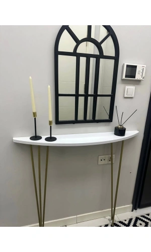 Oval Kenar Yarım Ay Dresuar Beyaz 100cm Gold Ayak