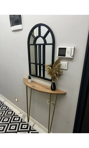 Yarım Ay Oval Kenar Dresuar Atlantik Çam 100cm Gold Ayak