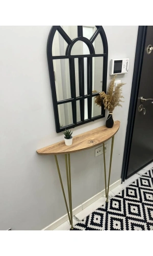 Yarım Ay Oval Kenar Dresuar Atlantik Çam 100cm Gold Ayak