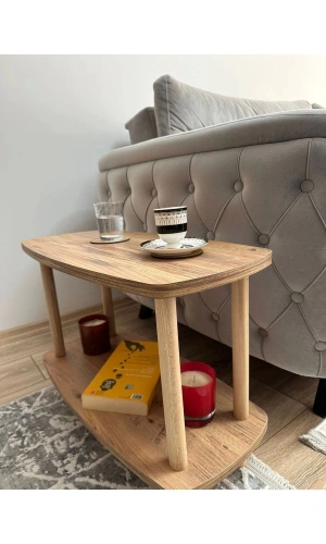 Atlantik Çam İki Katlı Yan Sehpa Koltuk Yanı