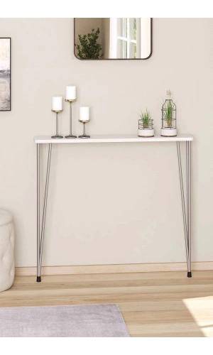 60 Cm Oval Kenar Dresuar Petek Üstü Beyaz Gümüş Ayak