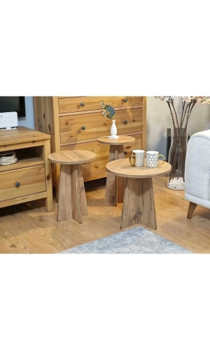 Mantar 3lü Zigon Sehpa Atlantik Çam