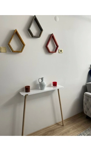 Dresuar Ahşap Ayaklı 100 cm Petek Üstü Raf