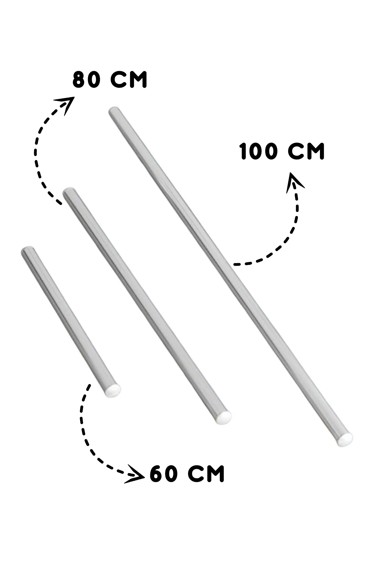 Alüminyum Oklava Hamur Ve Yufka Açma Pratik Paslanmaz ( 60-80-100 CM ) ( 3lü Set )