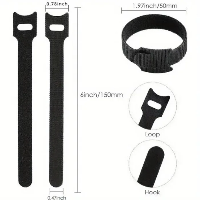10lu Cırt Cırtlı Kablo Düzenleyici Seti - 15cm