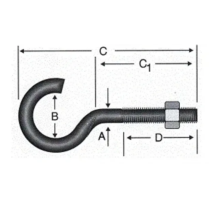 Açık Metrik Kanca M5 / 21x100 - 100 Adet