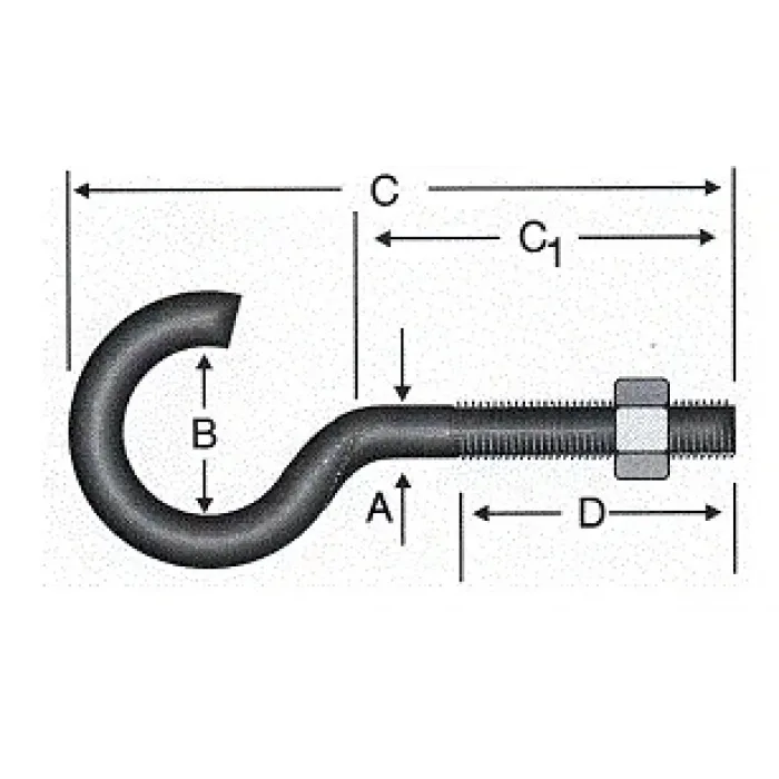 Açık Metrik Kanca M5 / 21x80 - 100 Adet