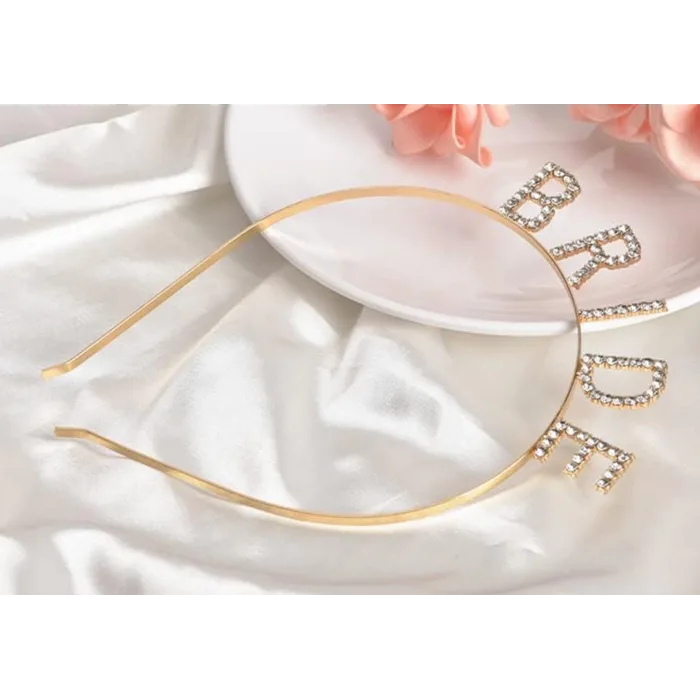 Altın Gold Renk Bekarlığa Veda Kristal Taş Bride Tacı İthal 16x10 Cm