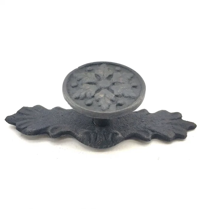 Antika Tarz Dekoratif Pirinç Çiçek Düğme - 27x70 Mm, Oksit