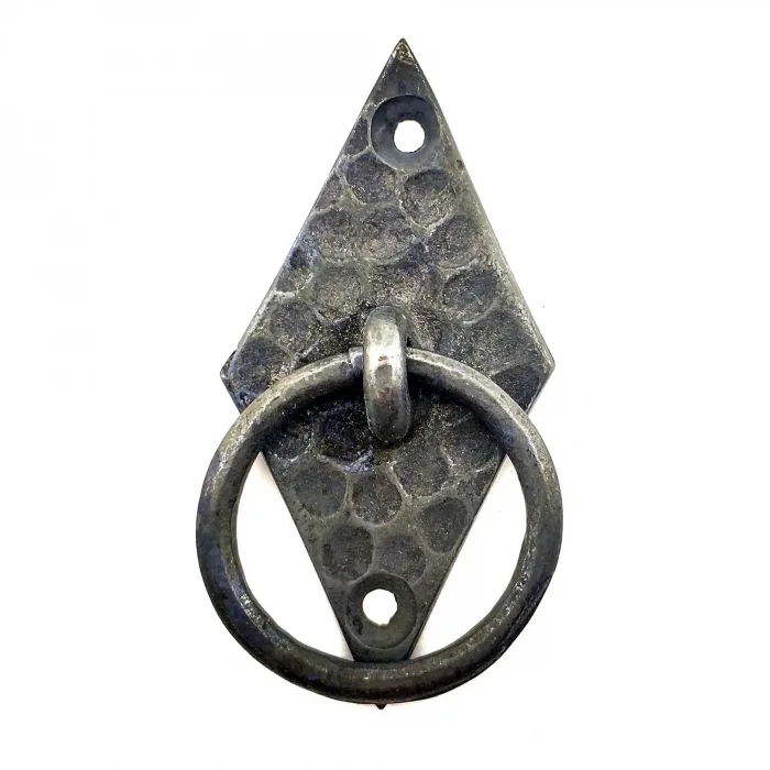 Antika Tarz Dekoratif Pirinç Dik Baklava Halka , Mobilya Kulbu - 82x41 Mm, Oksit