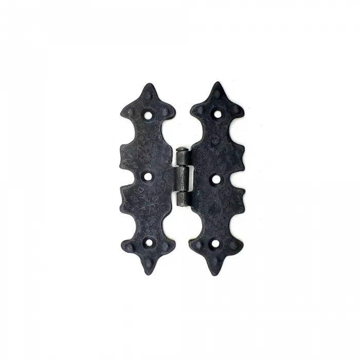 Antika Tarz Dekoratif Pirinç Lale Menteşe - 104x77 Mm, Oksit