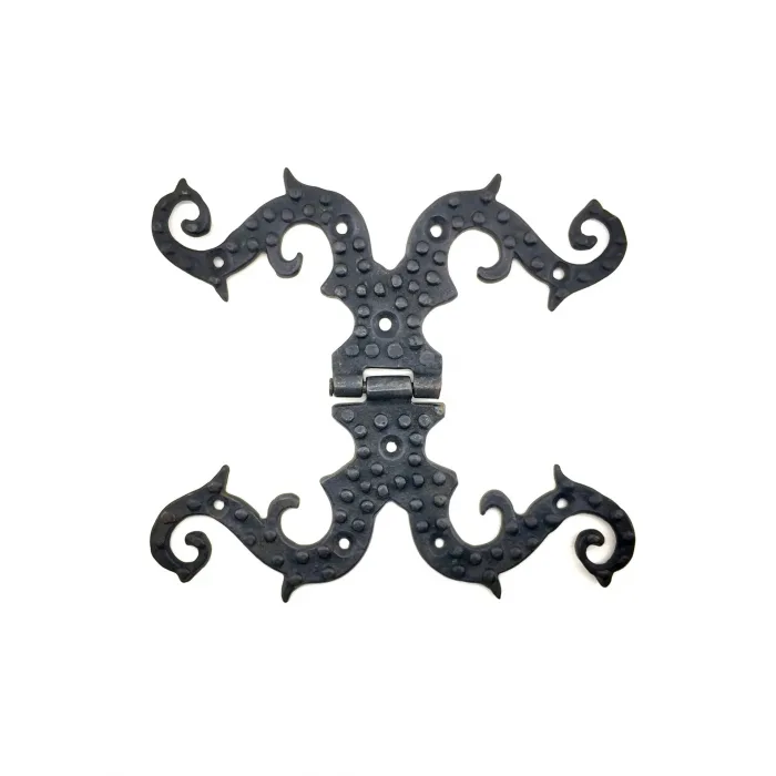 Antika Tarz Dekoratif Pirinç Süslü Menteşe - 190x170 Mm, Oksit