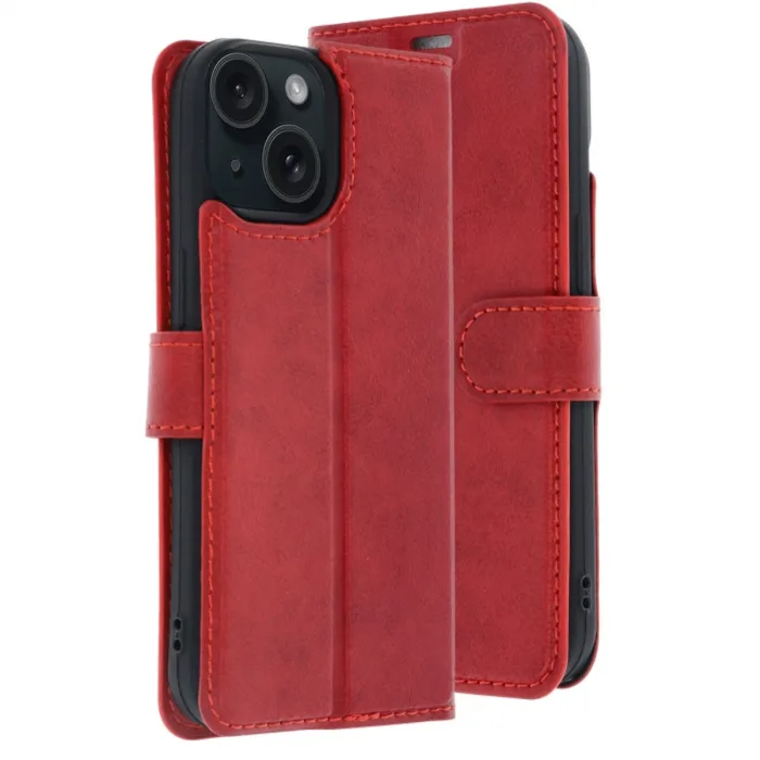 Apple İphone 15 Trend S Plus Kapaklı Kılıf - Kırmızı