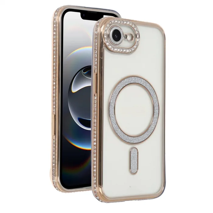 Apple İphone 16e Joke Simli Magneticsafe Kılıf - Gold