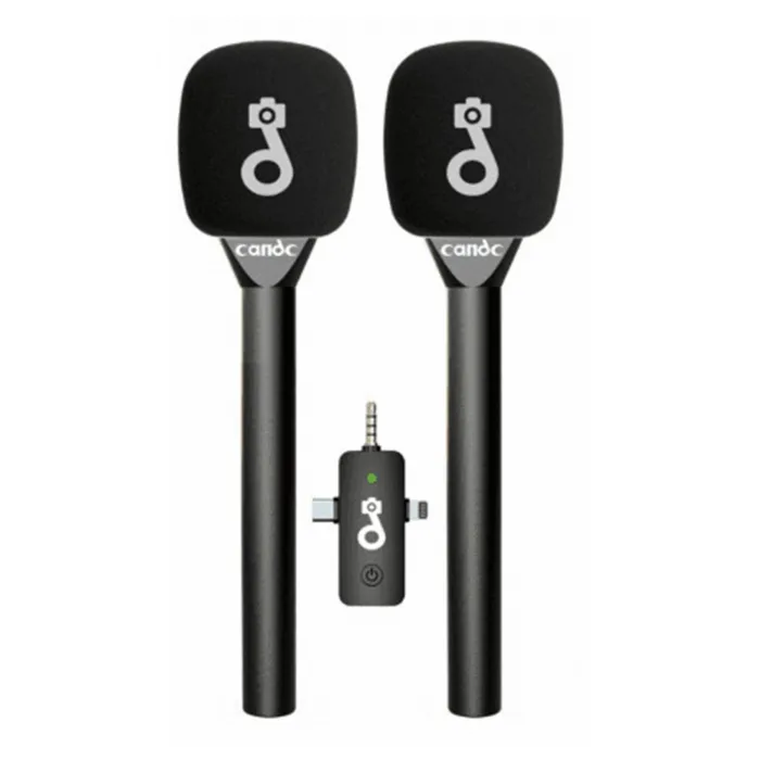 Çift Mikrofonlu Profosyonel Kablosuz Yüksek Kaliteli Ses Kaydı Röportaj Mikrofonu