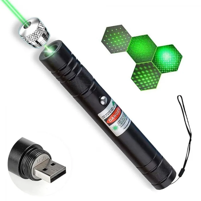 Fithome 100mw Desen Başlıklı Usb Şarjlı Yeşil Lazer Pointer