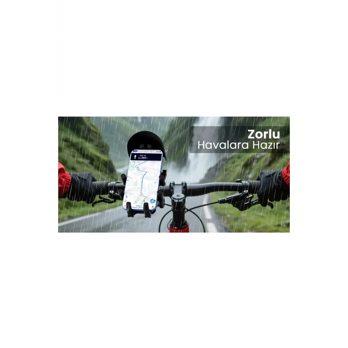 Gidon Bağlantılı Güneş Ve Yağmur Korumalı 360° Derece Ayarlanabilir Motosiklet Bisiklet Telefon Tutucu